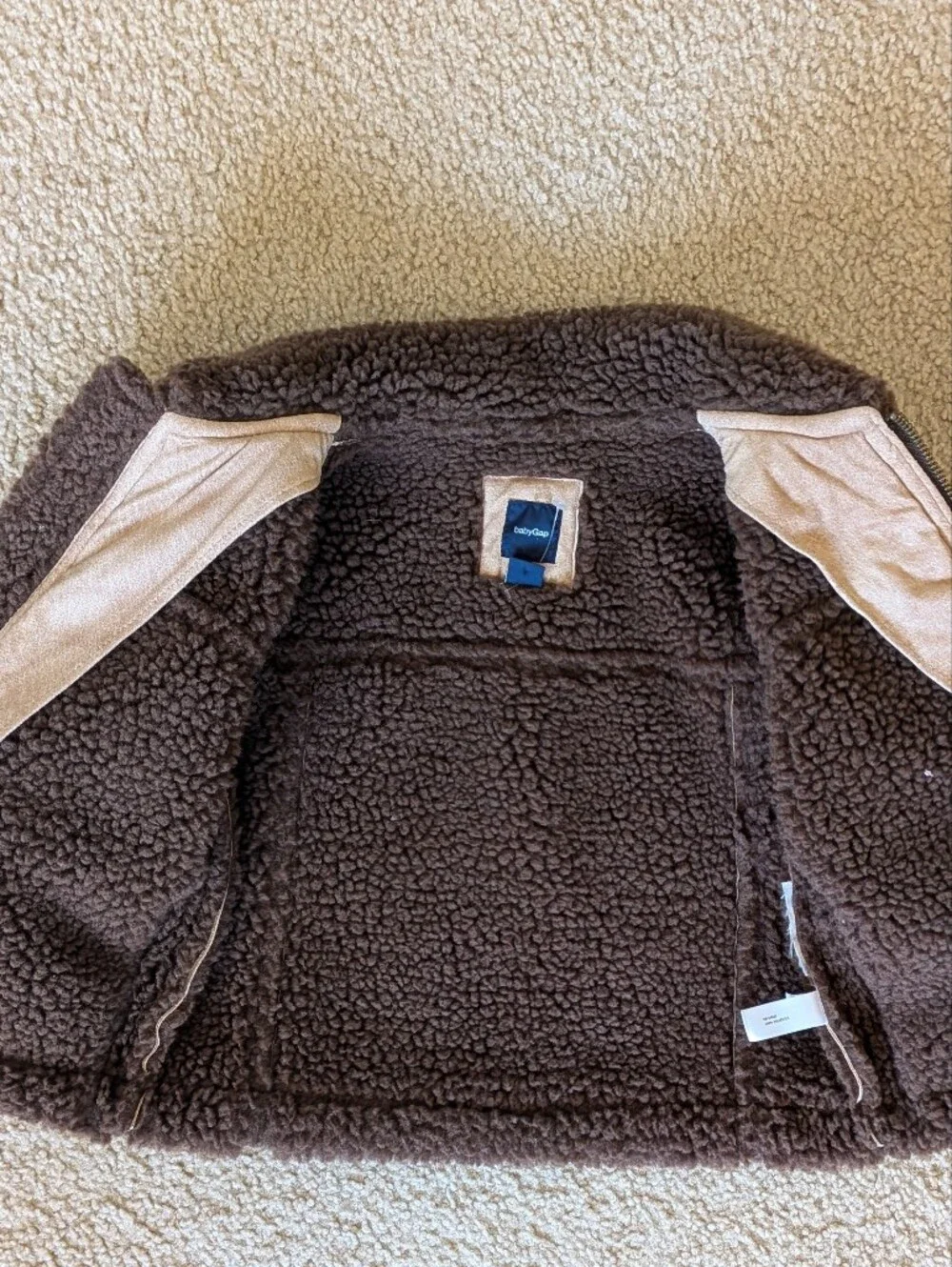 Baby GAP Beige Shearling-Trim Zip Jacket